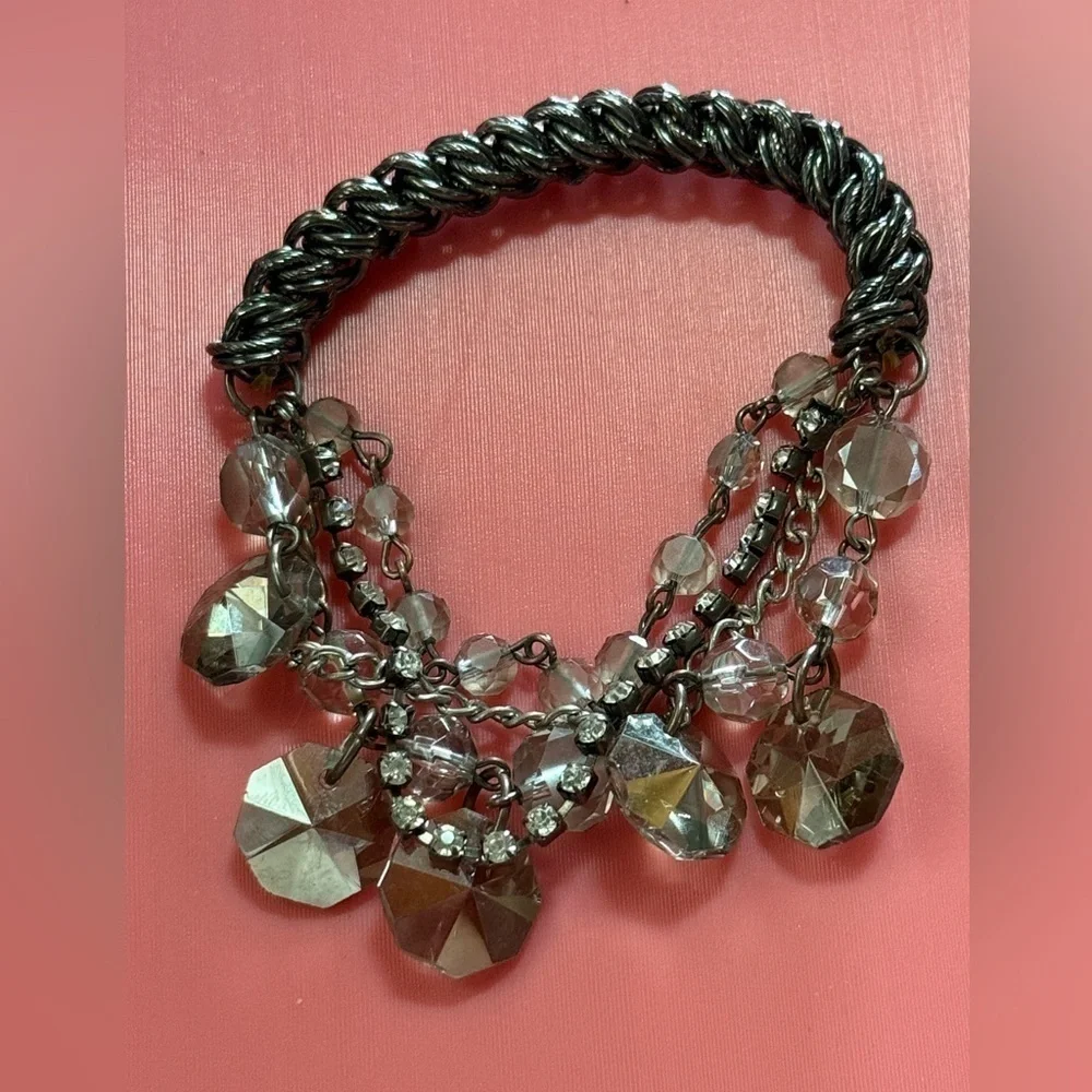 Chic Silver and Crystal Charm Bracelet